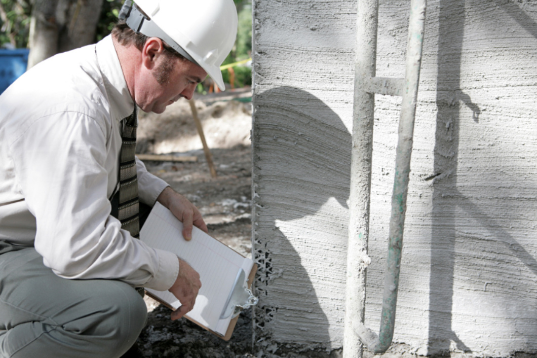 An inspector analyzing foundation quality